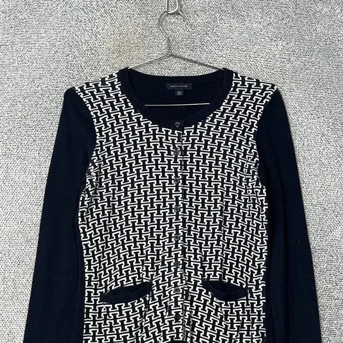 타미힐피거 체크 블랙 가디건 XS 상품이미지3