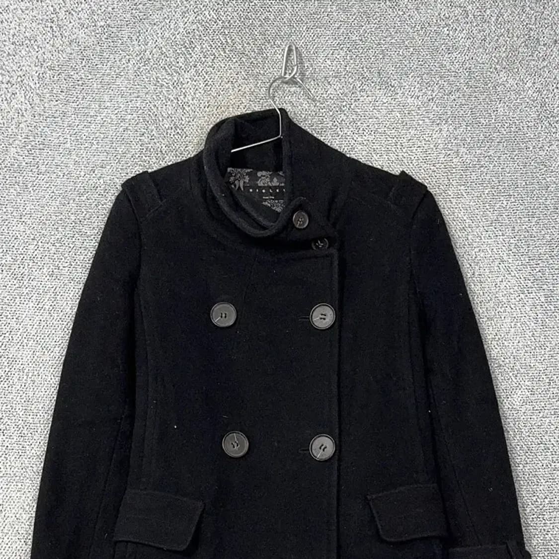 시슬리 앙고라 블랙 더블 코트 44 상품이미지3