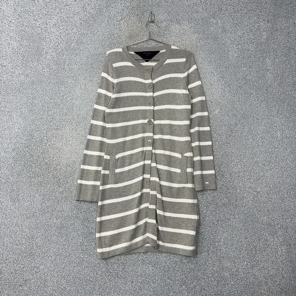 타미힐피거 스트라이프 그레이 가디건 M 상품이미지1