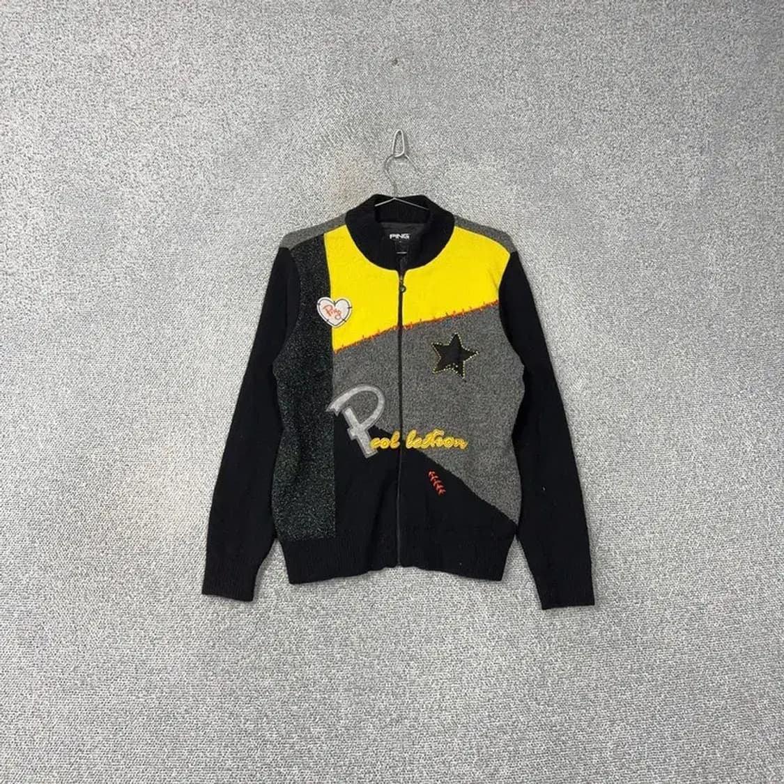 핑 프린팅 캐주얼 남성 골프 니트 집업 M 상품이미지1