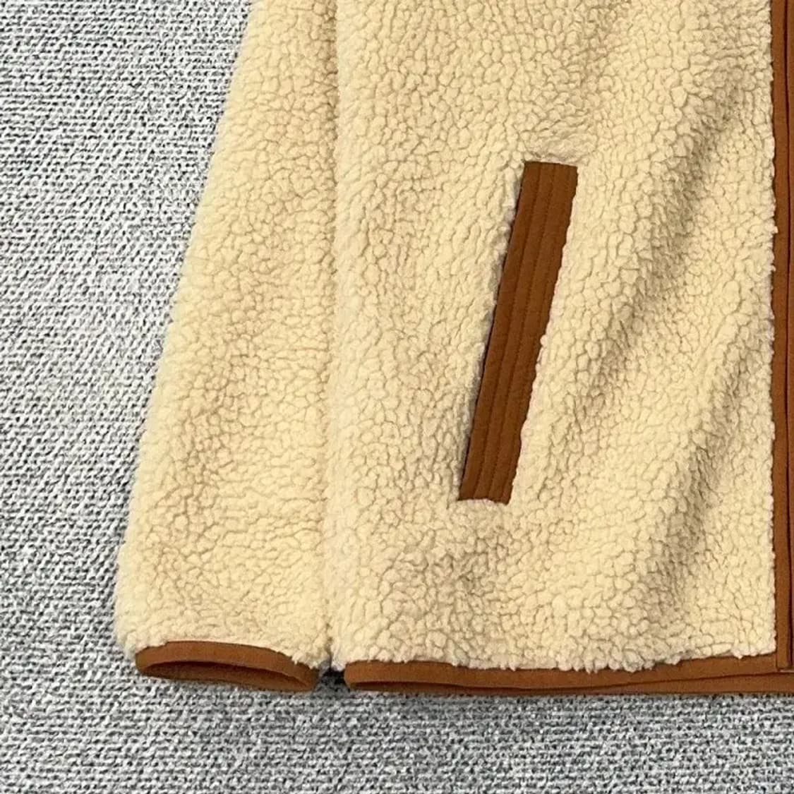 아이더 베이지 퀄팅 포켓 양털 뽀글이 후리스 집업 M 상품이미지3