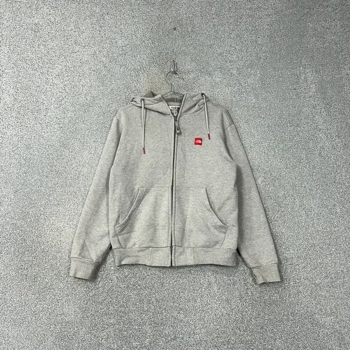 노스페이스 라이트 그레이 박스 레드 로고 후드집업 90 상품이미지1