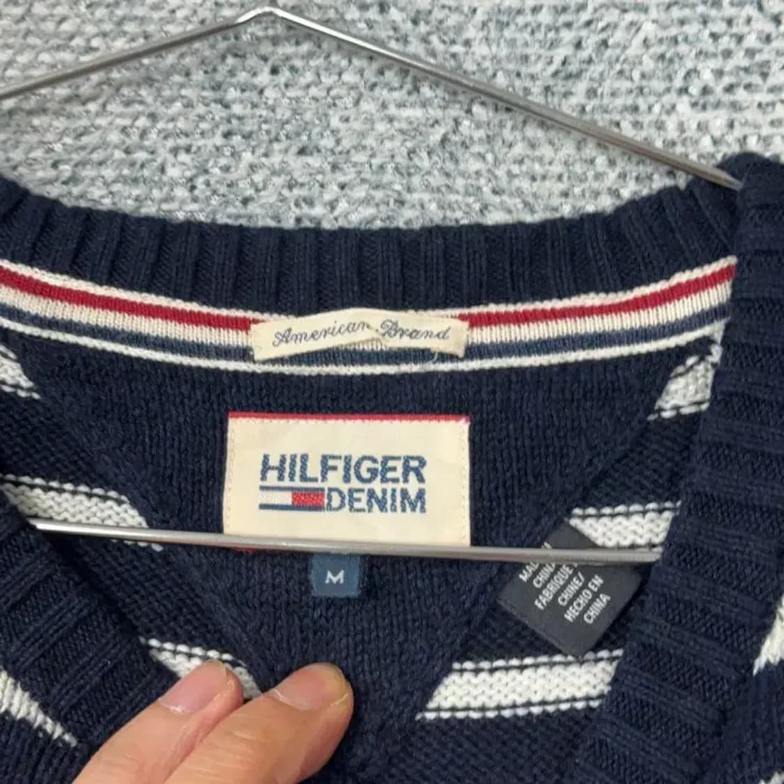타미힐피거 로고 스트라이프 캐주얼 니트 M 상품이미지5
