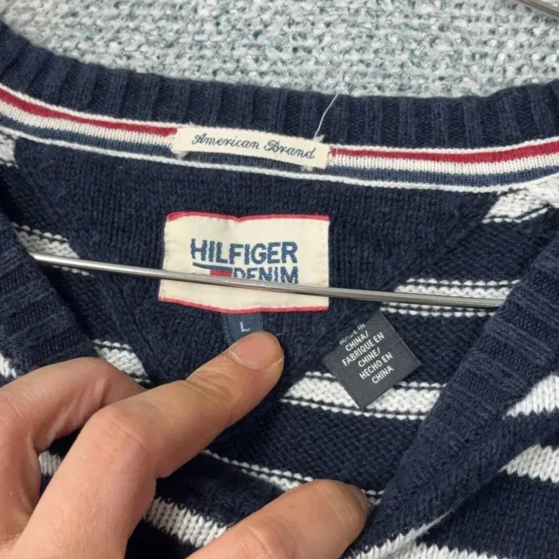 타미힐피거 네이비 스트라이프 남성 캐주얼 니트 L 상품이미지5