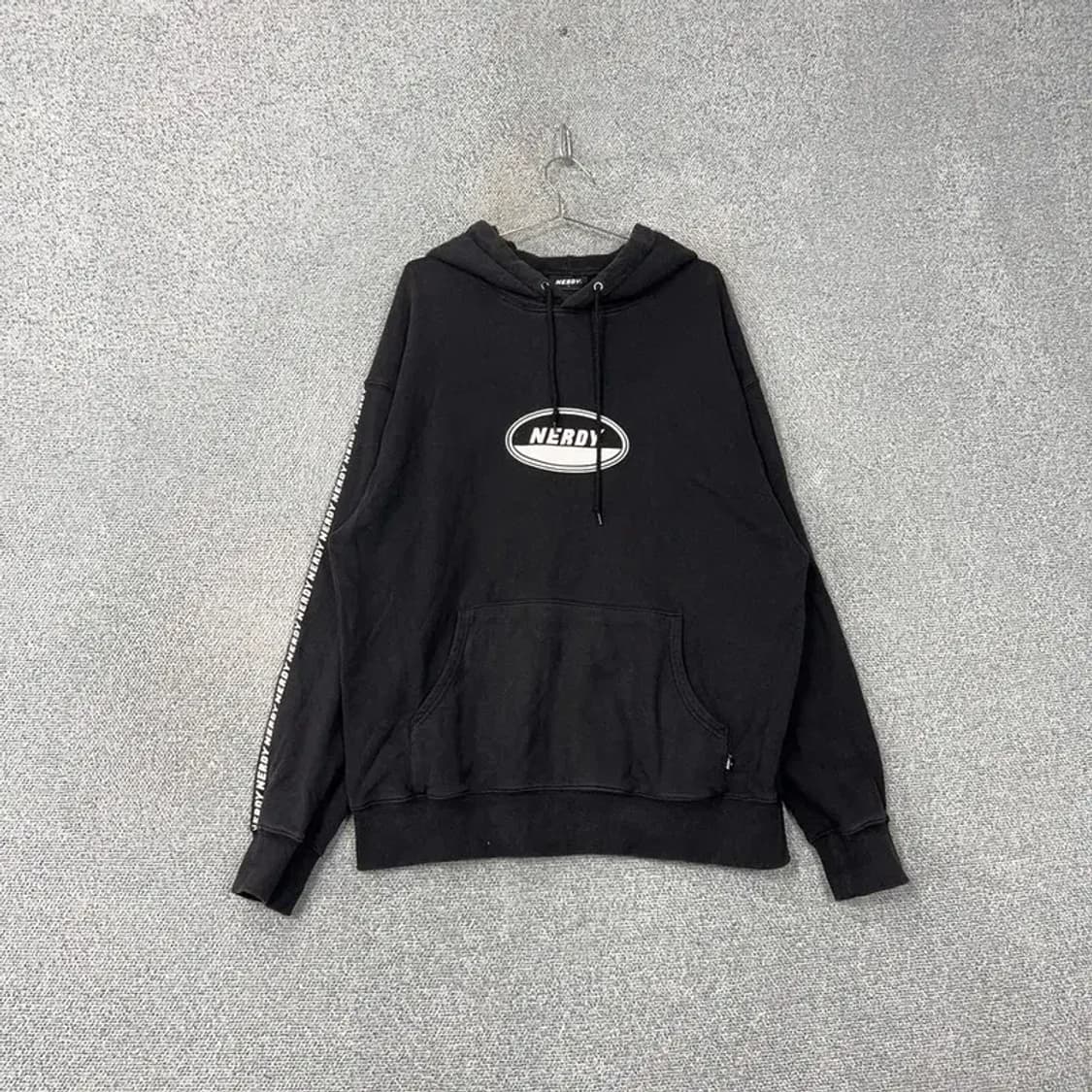 널디 프린팅 로고 블랙 스웻 후드티 L 상품이미지1