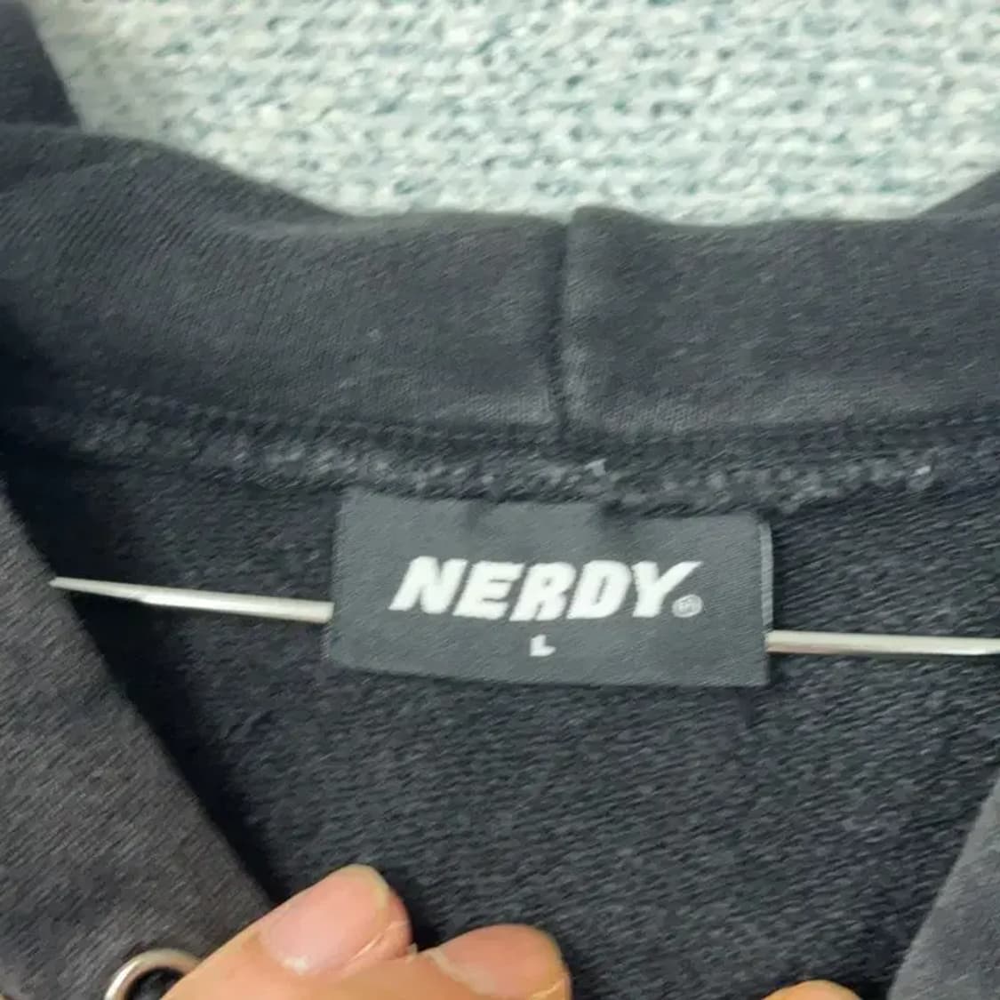 널디 프린팅 로고 블랙 스웻 후드티 L 상품이미지3