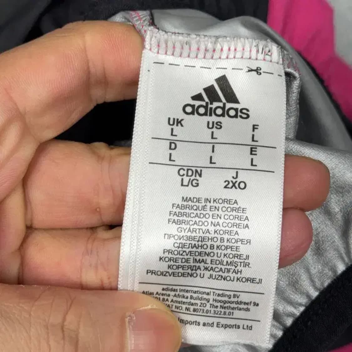 아디다스 삼각로고 핑크 땀복 바람막이 L 상품이미지3