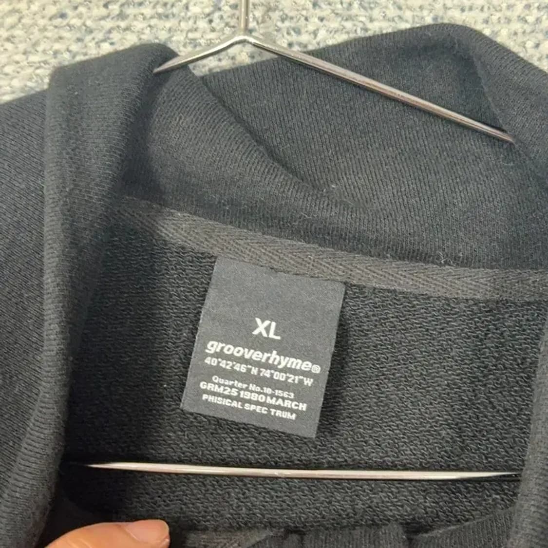 그루브라임 자수 로고 블랙 반집업 스웻 맨투맨 XL 상품이미지3