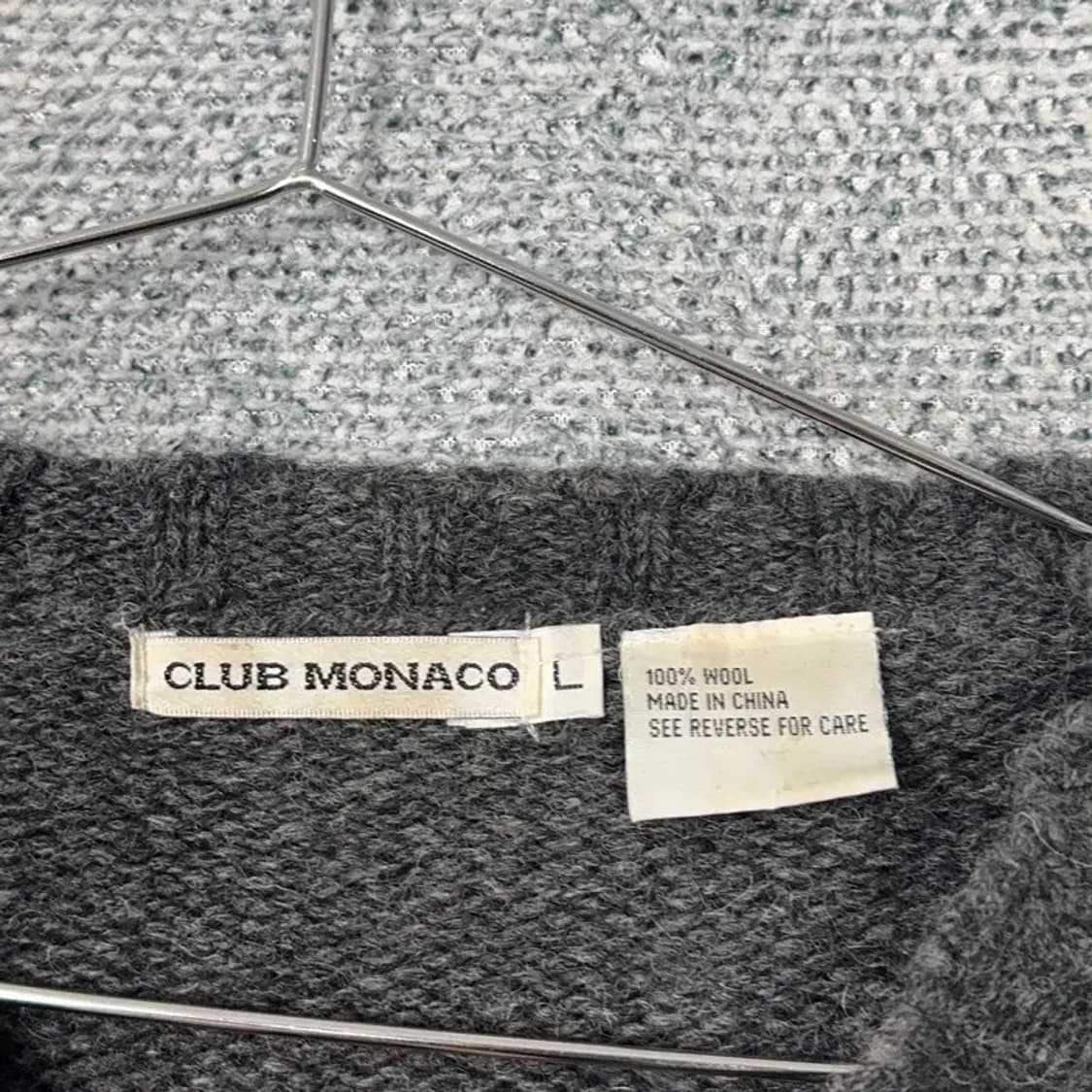 클럽모나코 빈티지 프린팅 그레이 울 니트 L 상품이미지3