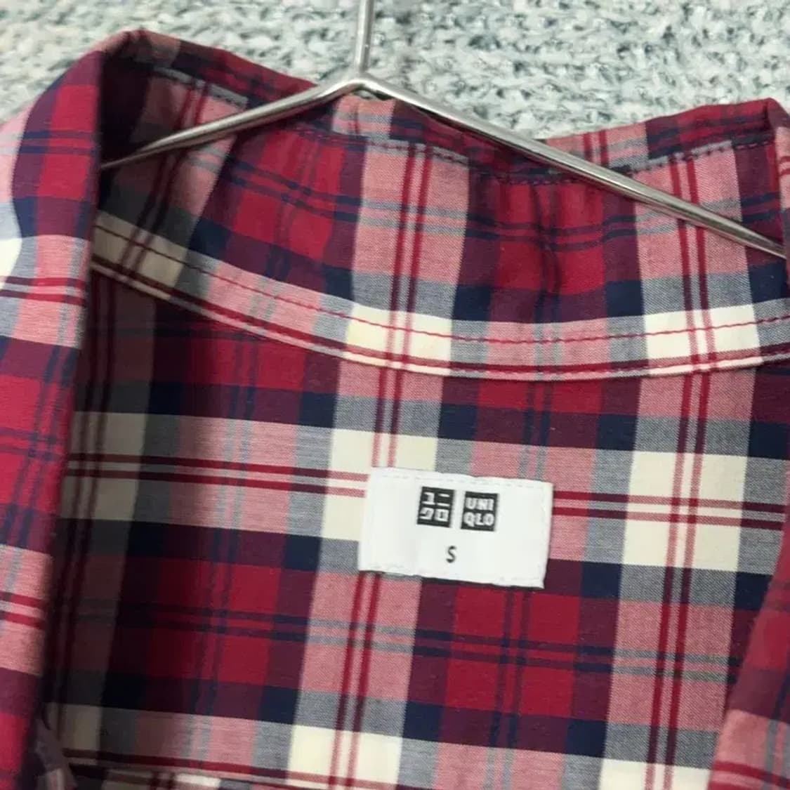유니클로 체크 와인 셔츠 S 상품이미지3