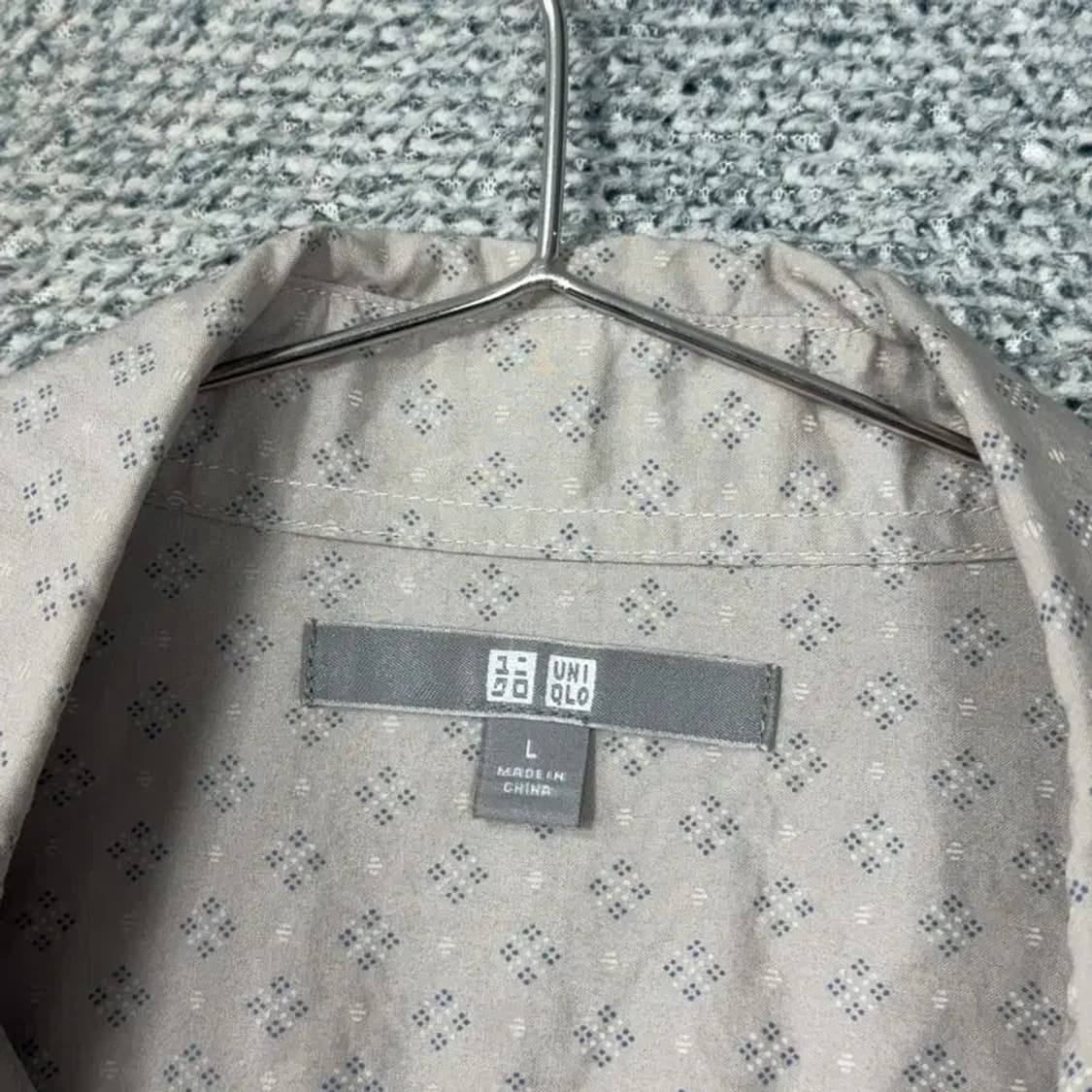 유니클로 패턴 체크 베이지 셔츠 L 상품이미지3
