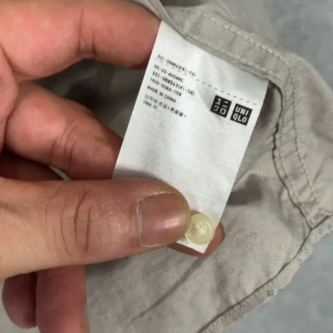 유니클로 패턴 체크 베이지 셔츠 L 상품이미지4