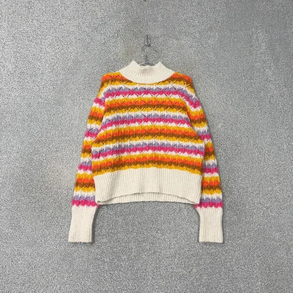 자라 여성 스트라이프 폴라넥 니트 M 상품이미지1