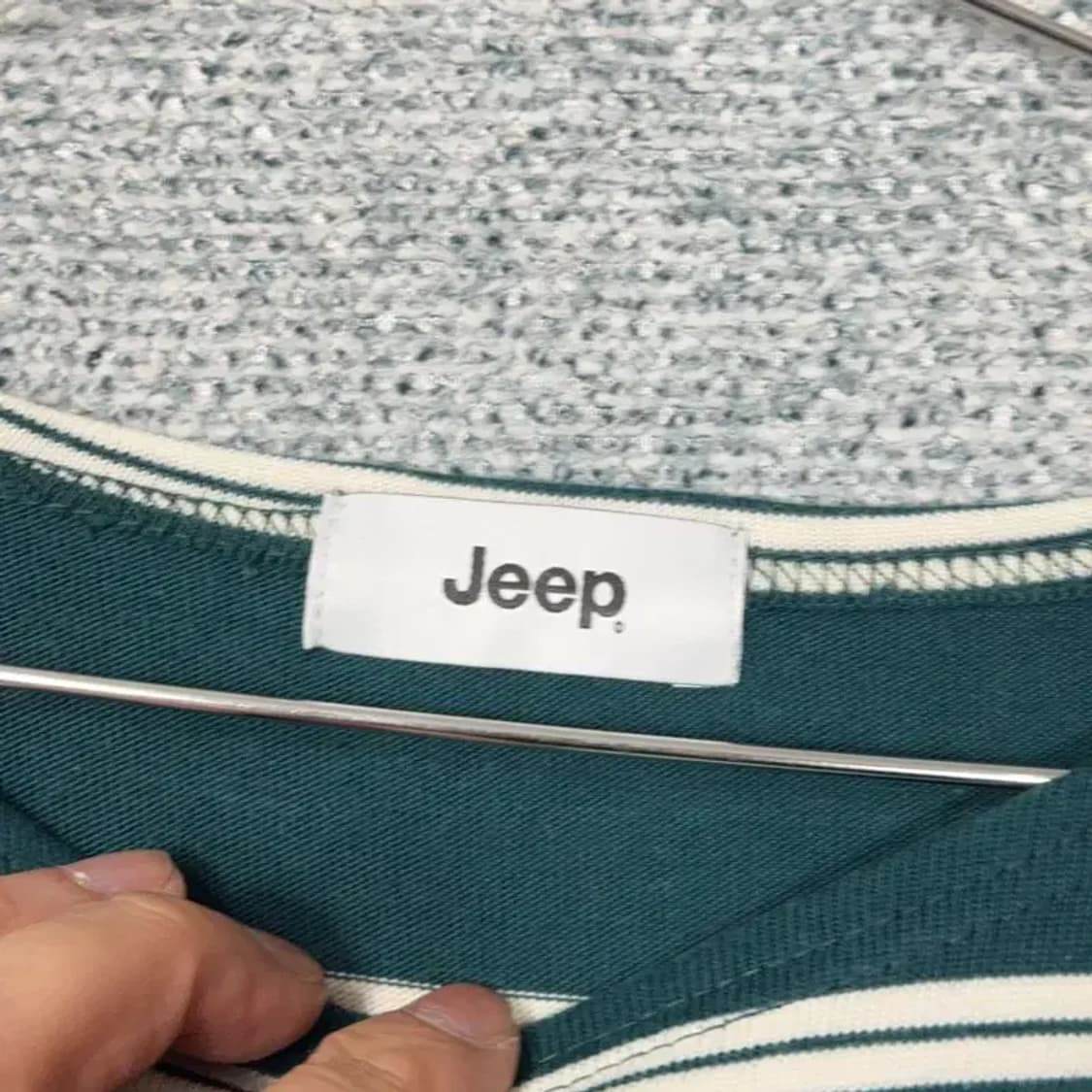 지프 스트라이프 그린 긴팔티 L 상품이미지3