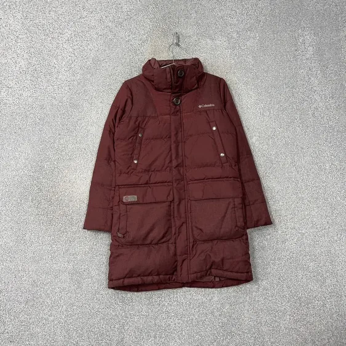 콜롬비아 버건디 로고 포켓 캐주얼 구스다운 거위털 롱패딩 점퍼 M 상품이미지1