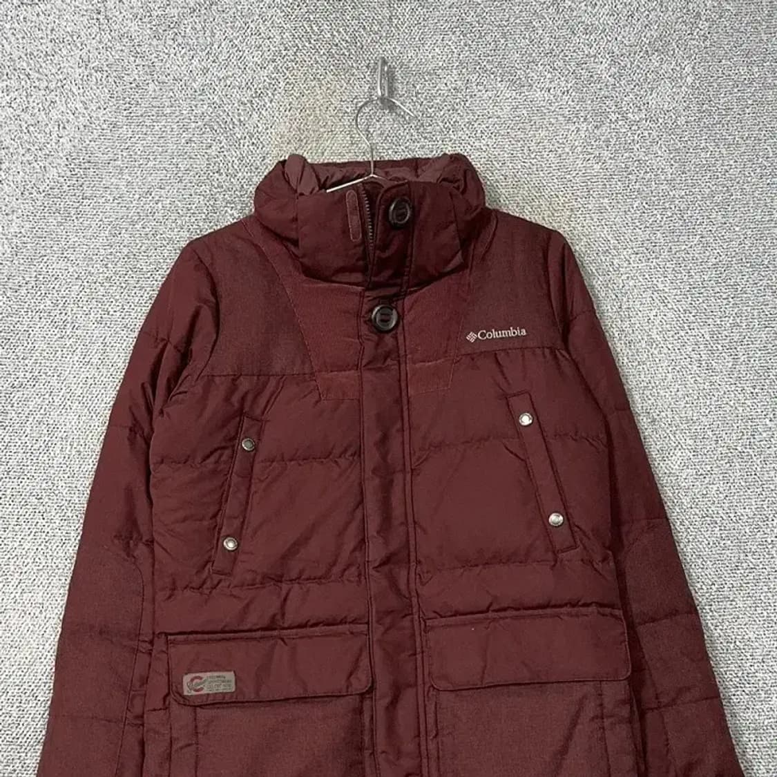 콜롬비아 버건디 로고 포켓 캐주얼 구스다운 거위털 롱패딩 점퍼 M 상품이미지3