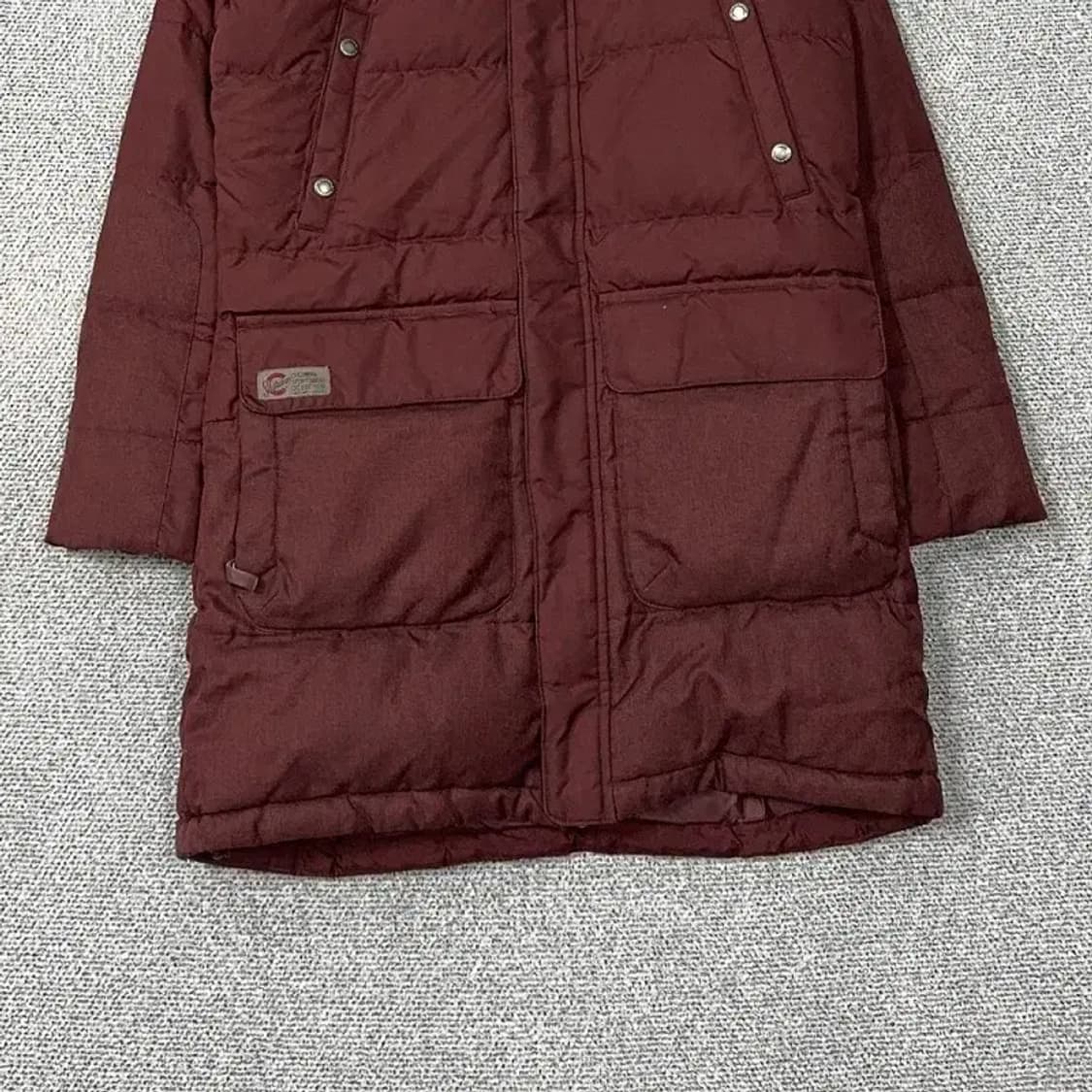 콜롬비아 버건디 로고 포켓 캐주얼 구스다운 거위털 롱패딩 점퍼 M 상품이미지4