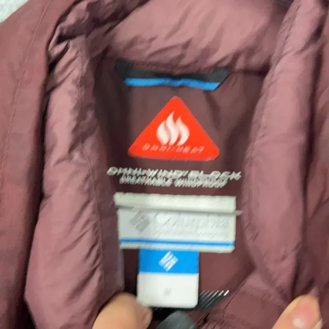 콜롬비아 버건디 로고 포켓 캐주얼 구스다운 거위털 롱패딩 점퍼 M 상품이미지5