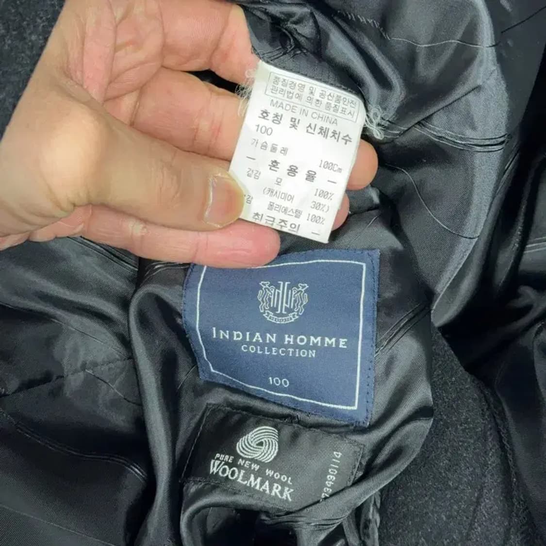 인디안옴므 남성 캐시미어 30% 블랙 코트 100 상품이미지5