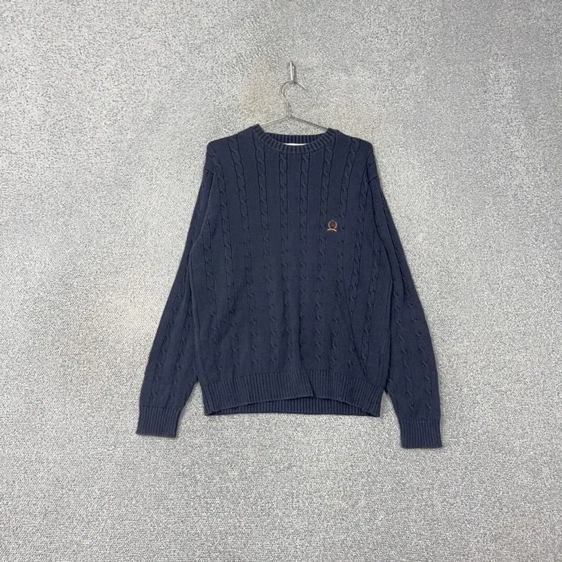 타미힐피거 네이비 빈티지 자수 로고 오버사이즈 케이블 니트 S 상품이미지1