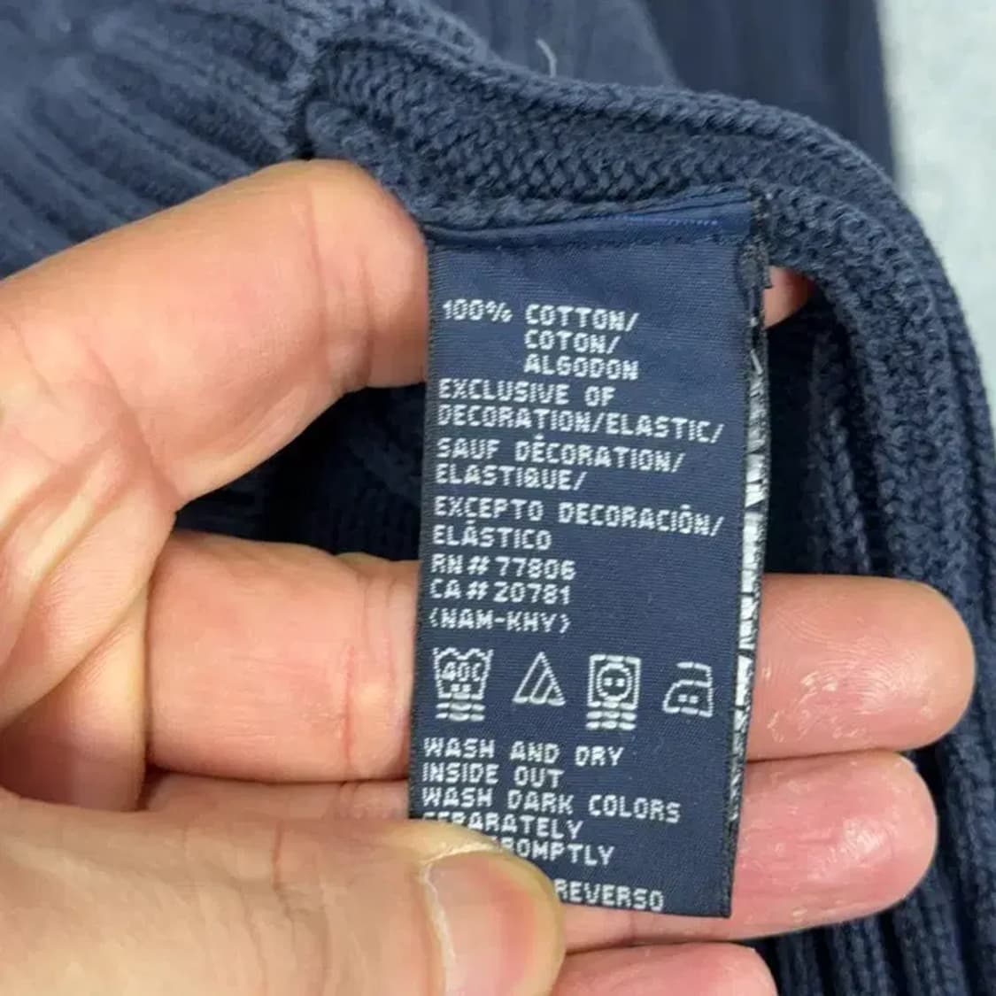 타미힐피거 네이비 빈티지 자수 로고 오버사이즈 케이블 니트 S 상품이미지4