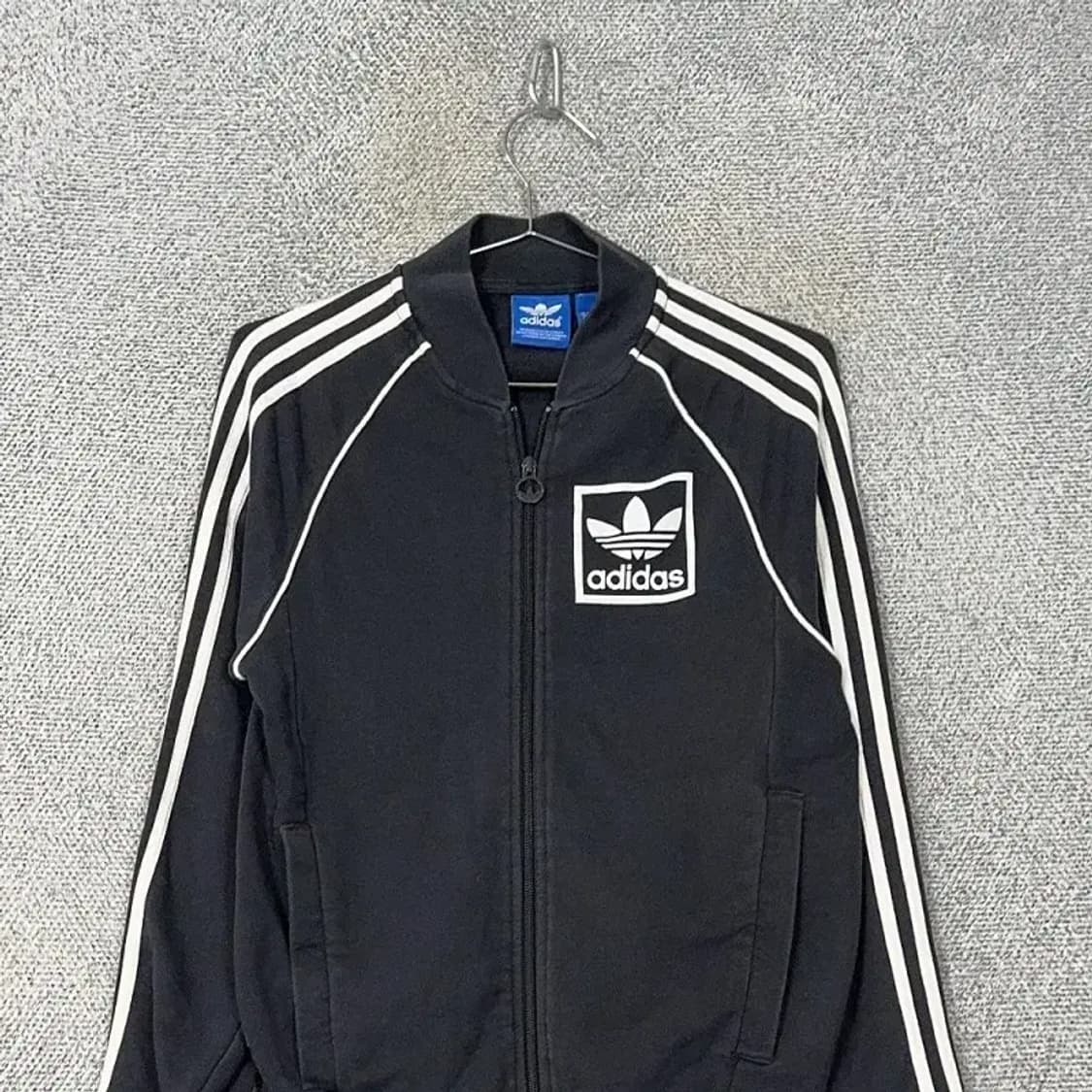 아디다스 박스 로고 삼선 블루종 집업 저지 XS 상품이미지3