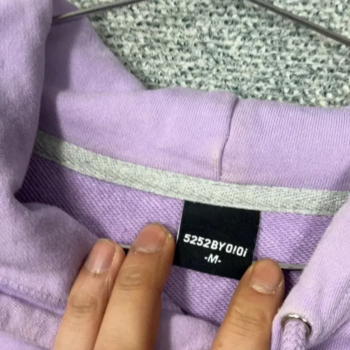 OIOI 5252 로고 퍼플 오버핏 후드티 M 상품이미지3