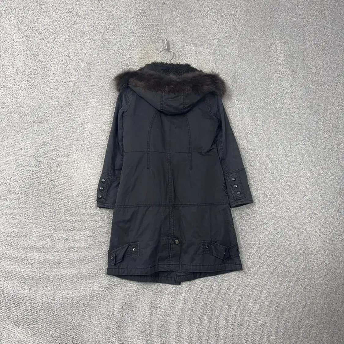 톰보이 진스 여성 빈티지 필드 라쿤털 블랙 야상 코트 85 상품이미지2