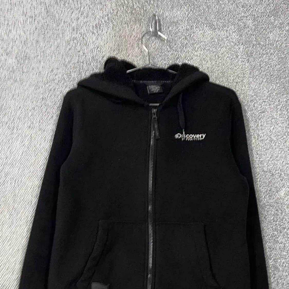 디스커버리 블랙 로고 기모 후드집업 90 상품이미지3