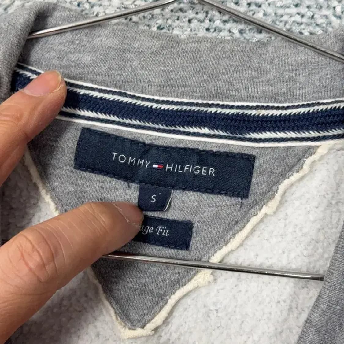 타미힐피거 빅로고 그레이 코튼 버튼 가디건 S 상품이미지3