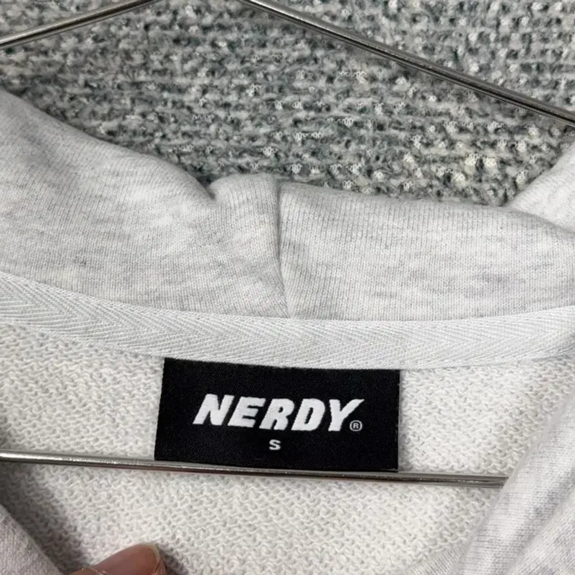 널디 라이트 그레이 로고 오버핏 후드집업 S 상품이미지3