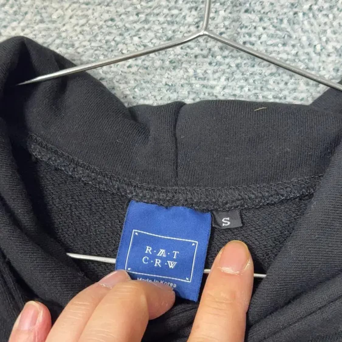 로맨틱크라운 프린팅 블랙 후드티 S 상품이미지3