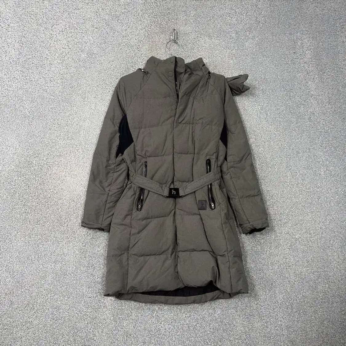 해지스 그레이 여성 클래식 벨티드 덕다운 롱패딩 점퍼 S 상품이미지1