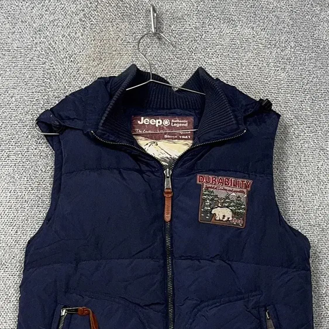 지프 패치로고 네이비 패딩 조끼 L 상품이미지3