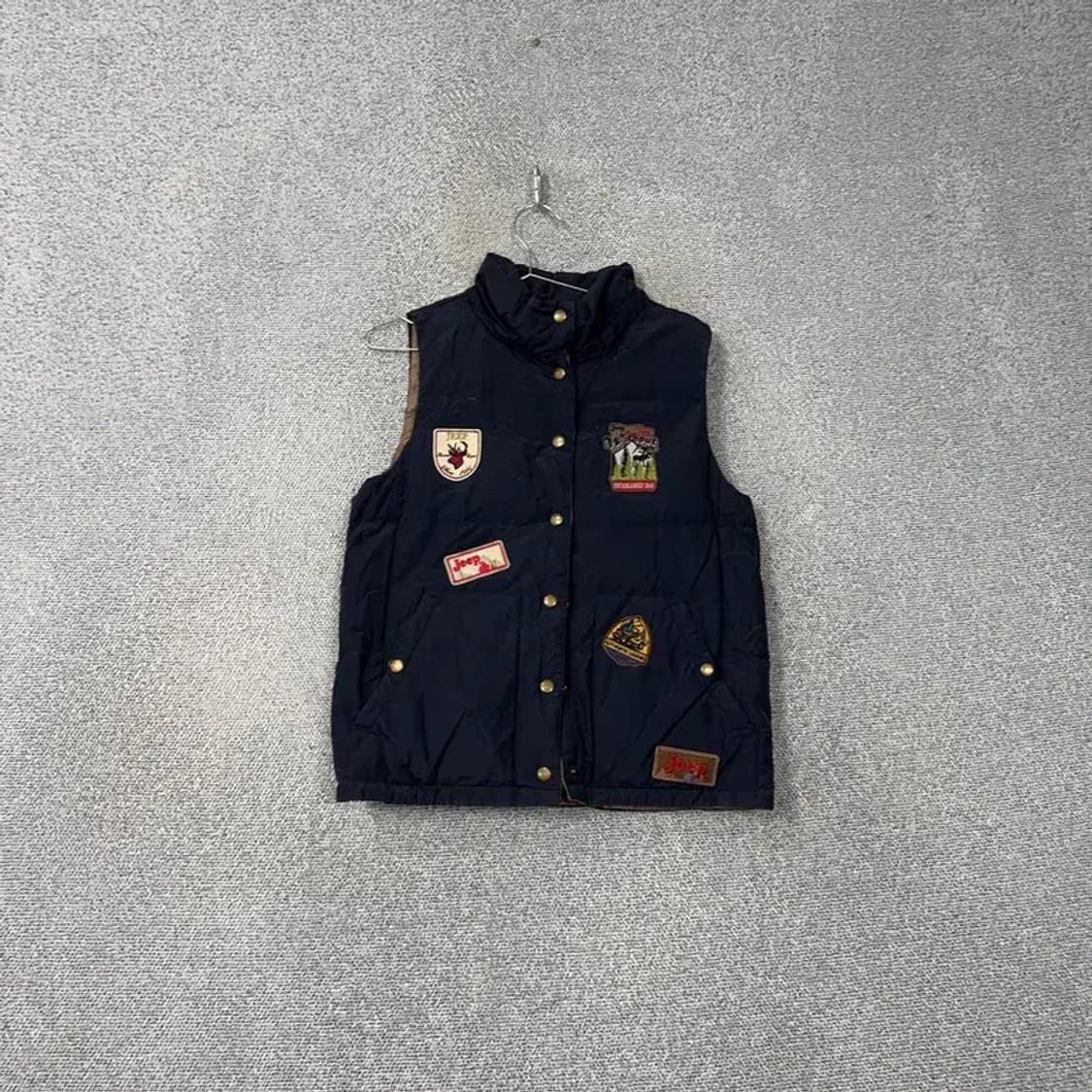 지프 패치 로고 네이비 패딩 조끼 M 상품이미지1