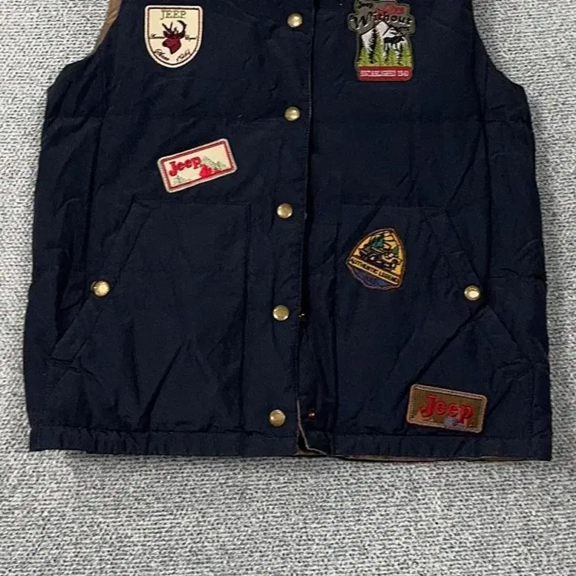 지프 패치 로고 네이비 패딩 조끼 M 상품이미지4