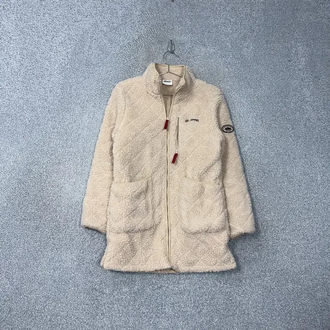 지프 크림 로고 양털 뽀글이 코트 후리스 L 상품이미지1