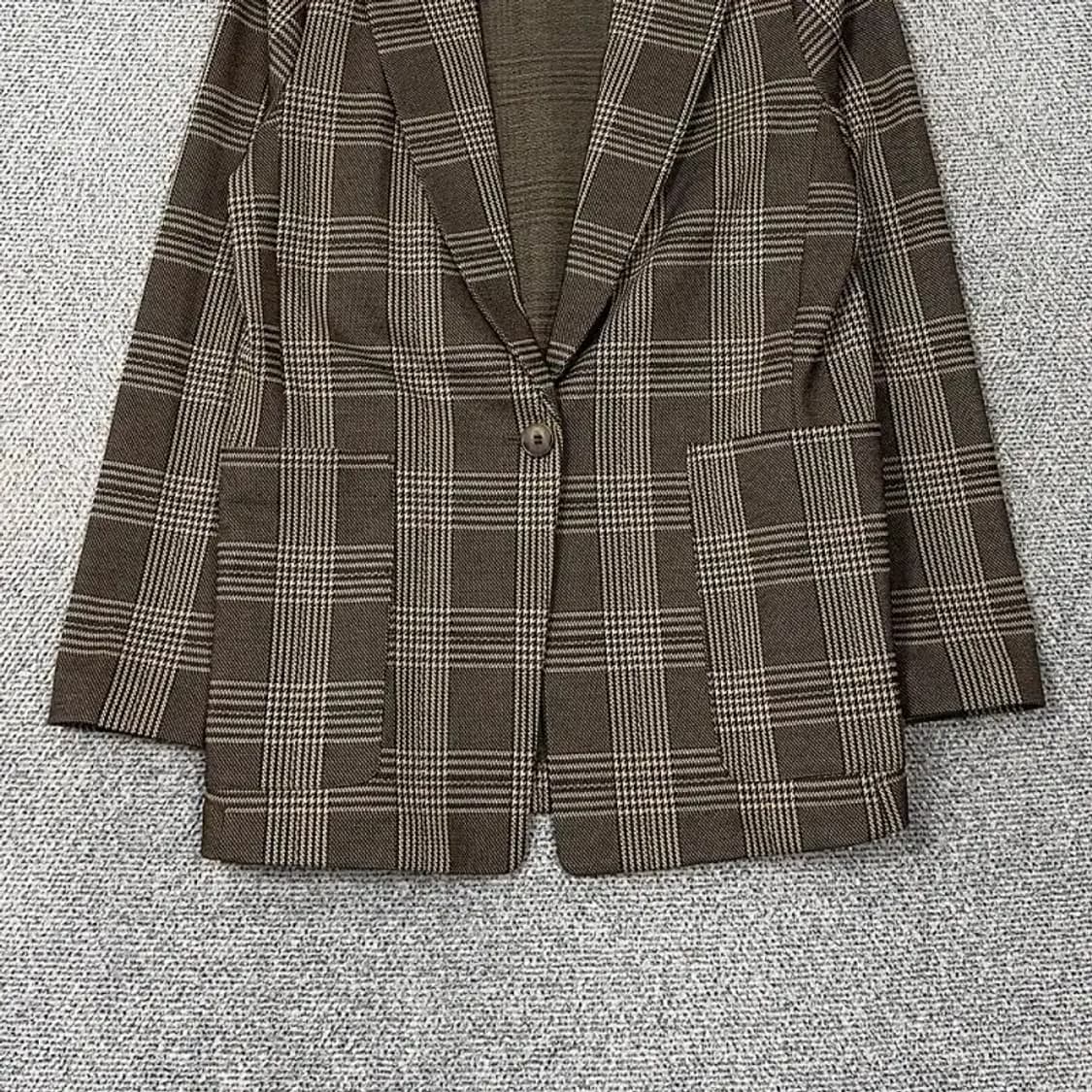 H&M 빈티지 체크 브라운 블레이저 155/88A 상품이미지4