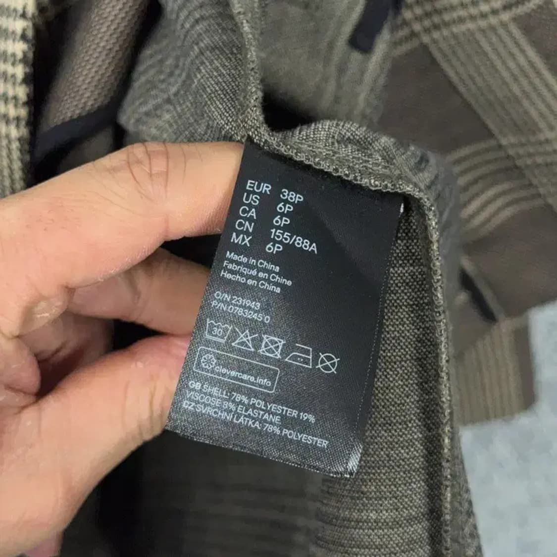 H&M 빈티지 체크 브라운 블레이저 155/88A 상품이미지6