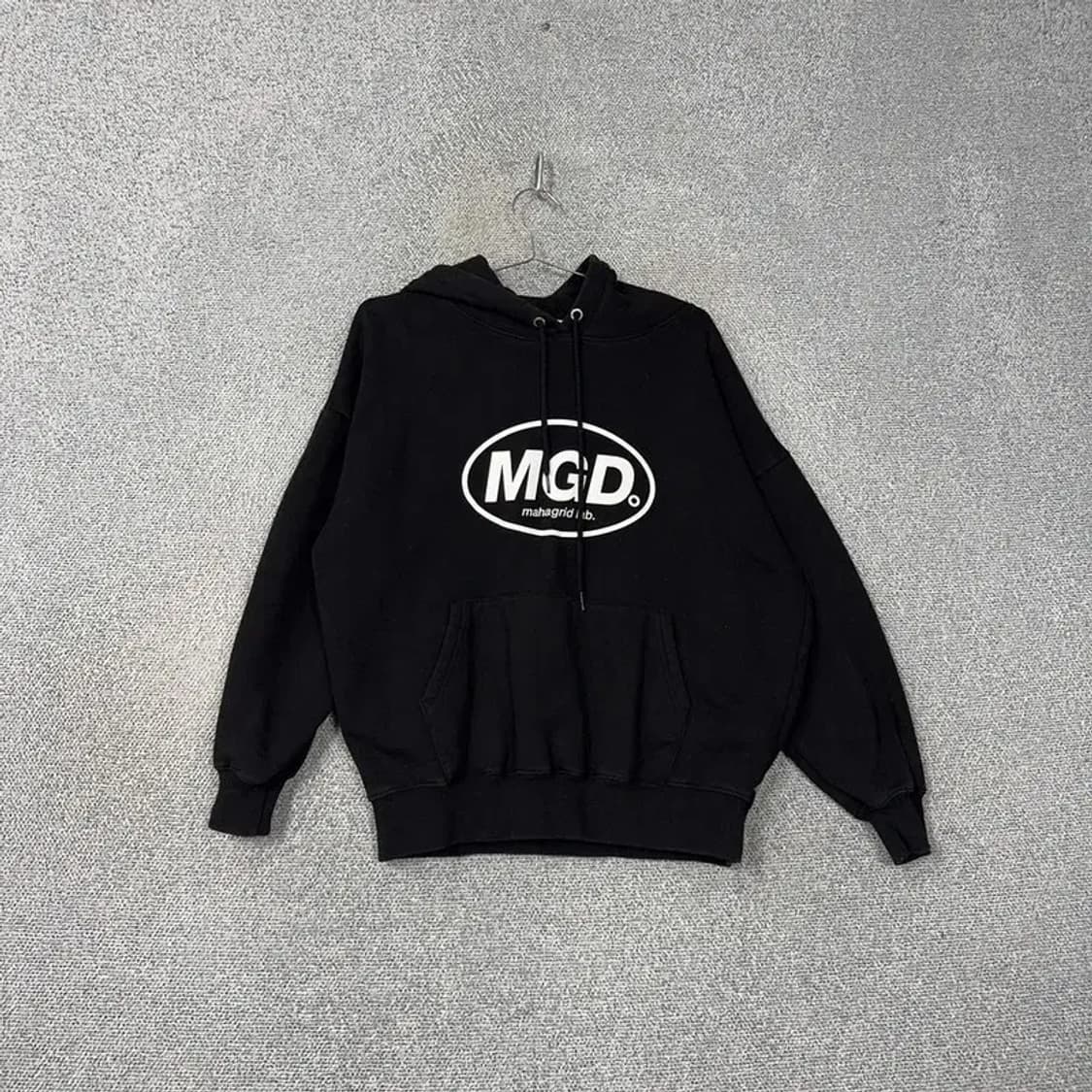 마하그리드 프린팅 로고 블랙 스웻 후드티 S 상품이미지1