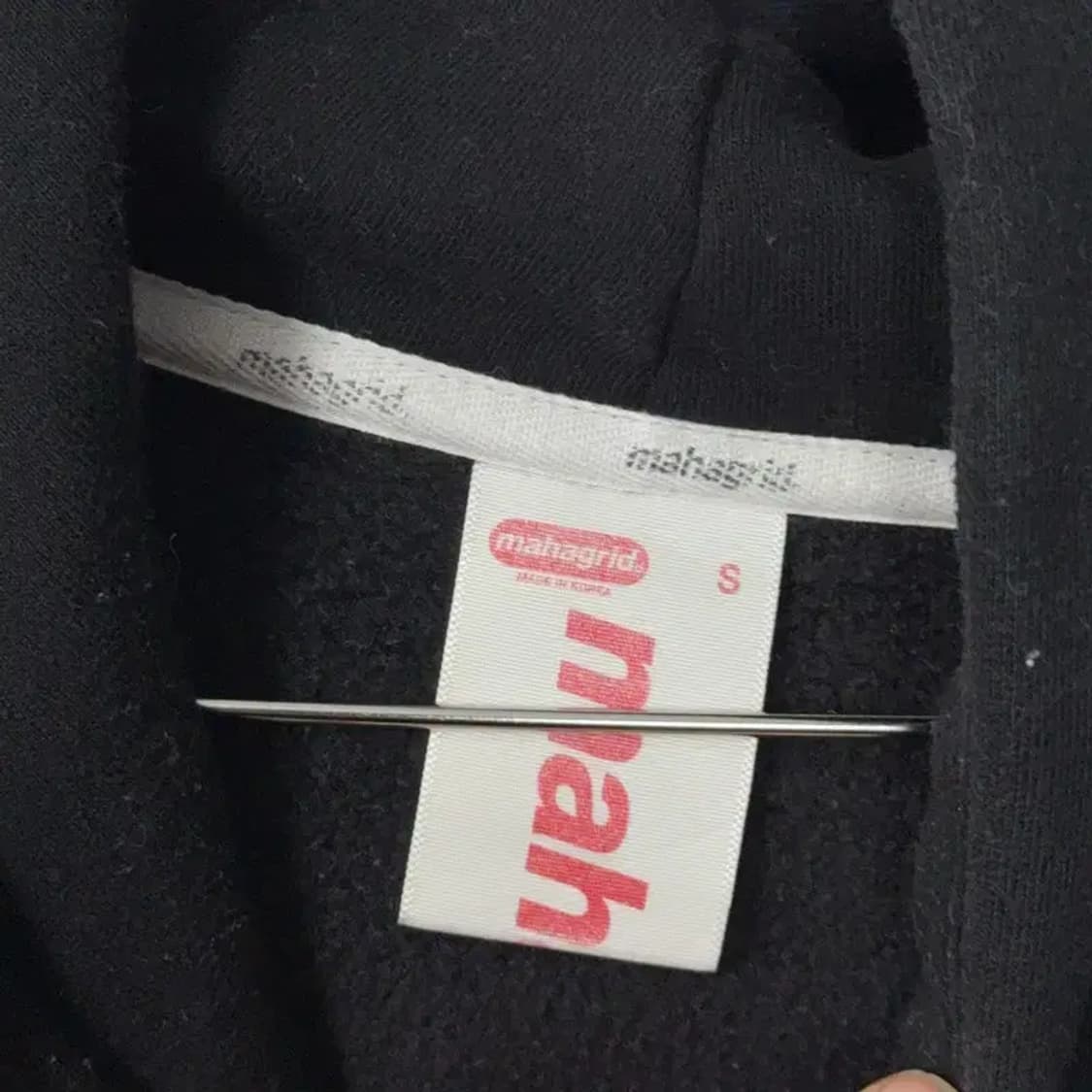 마하그리드 프린팅 로고 블랙 스웻 후드티 S 상품이미지4