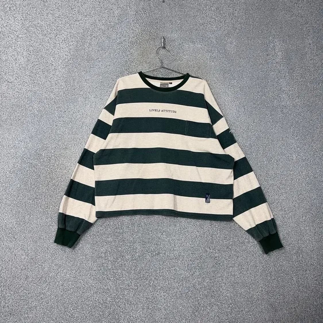 로맨틱크라운 스트라이프 그린 긴팔티 M 상품이미지1