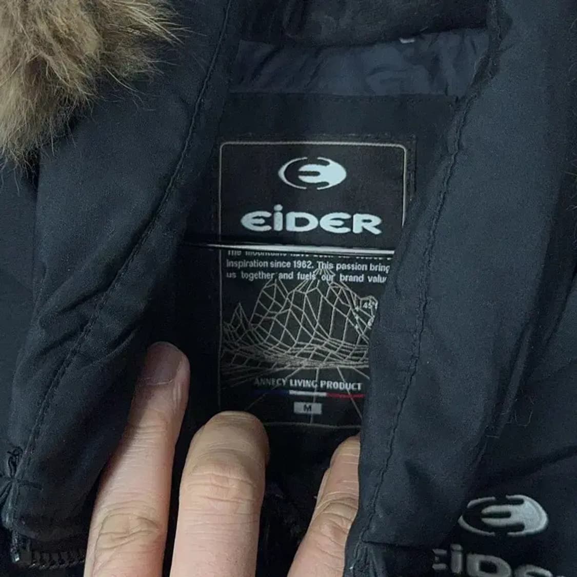 아이더 덕다운 블랙 퍼후드 패딩 M 상품이미지5