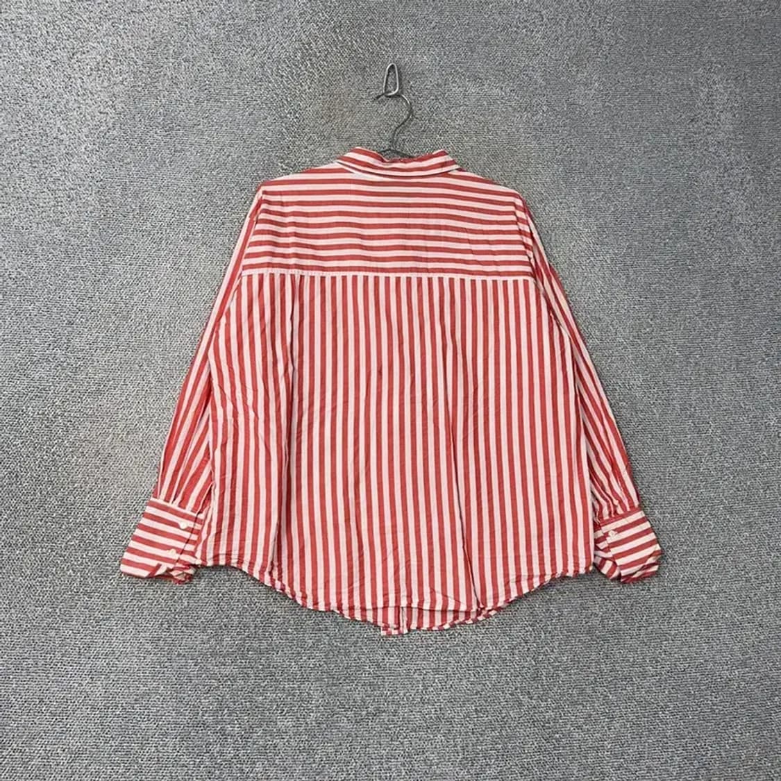 자라 스트라이프 코랄 셔츠 M 상품이미지2
