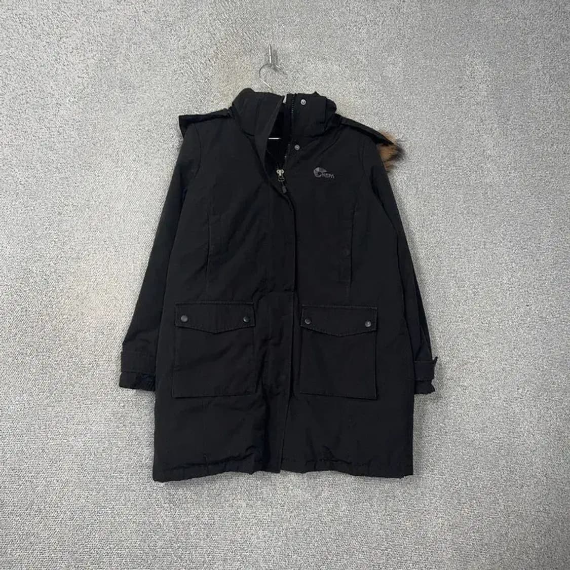 네파 블랙 로고 라쿤털 덕다운 패딩 점퍼 100 상품이미지1