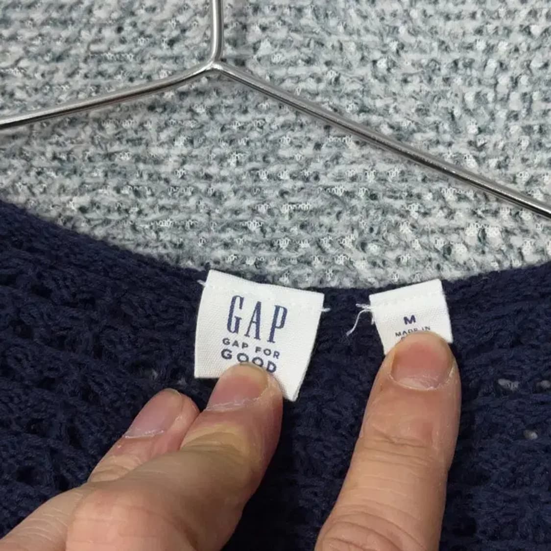 갭 여성 그물 네이비 후드 가디건 M 상품이미지5