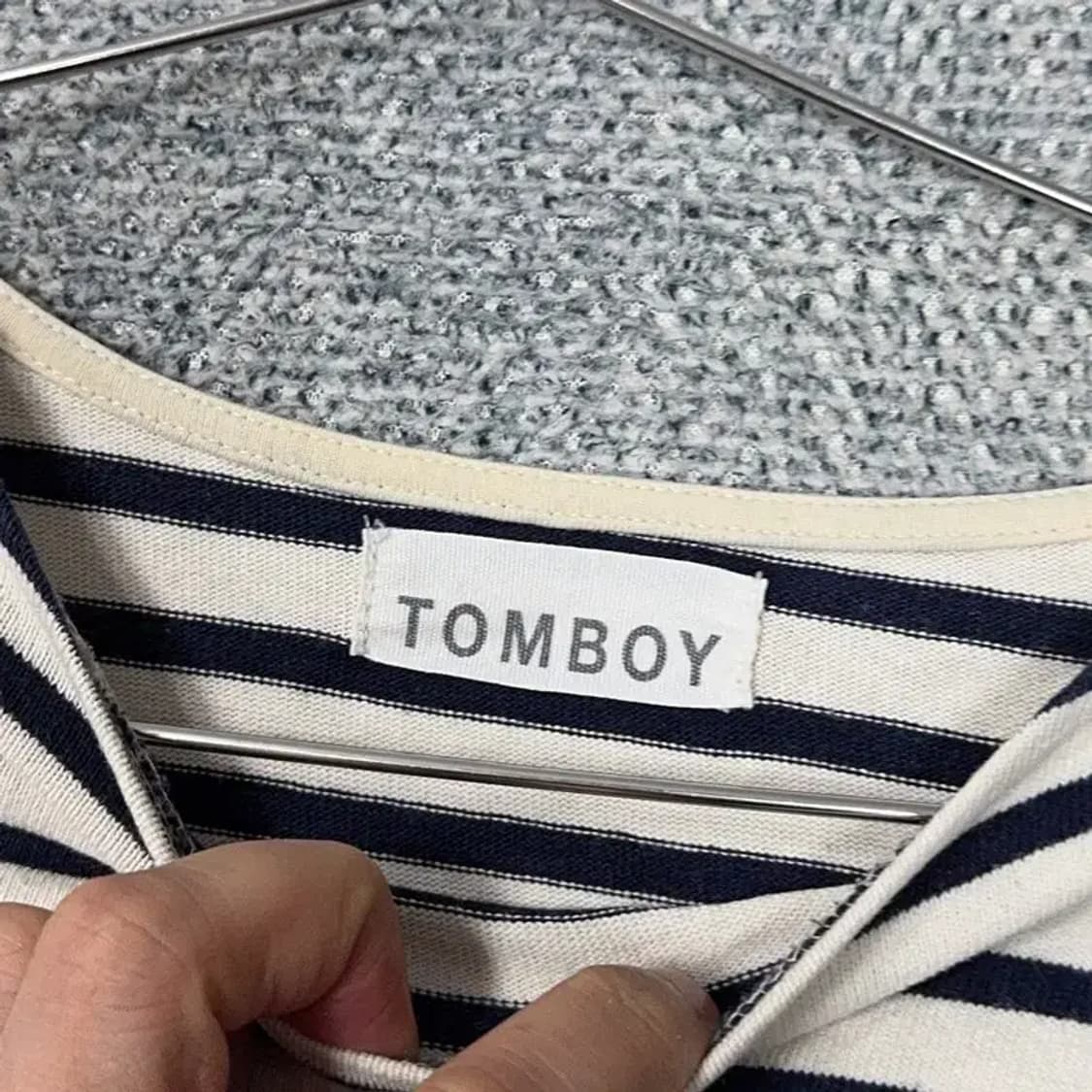 톰보이 스트라이프 흰검 긴팔티 FREE 상품이미지4