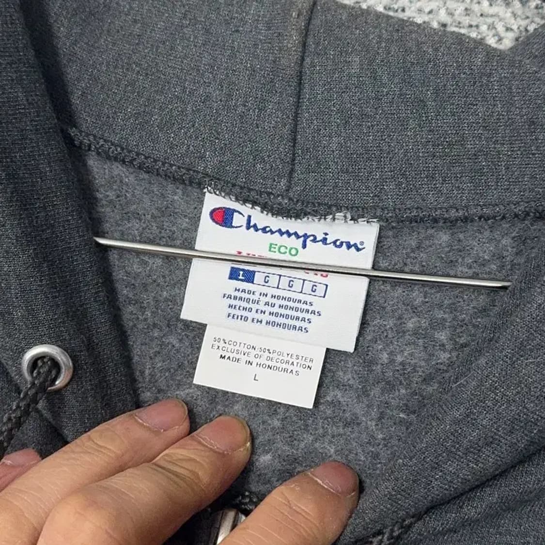 챔피온 딥그레이 로고 후드집업 L 상품이미지3