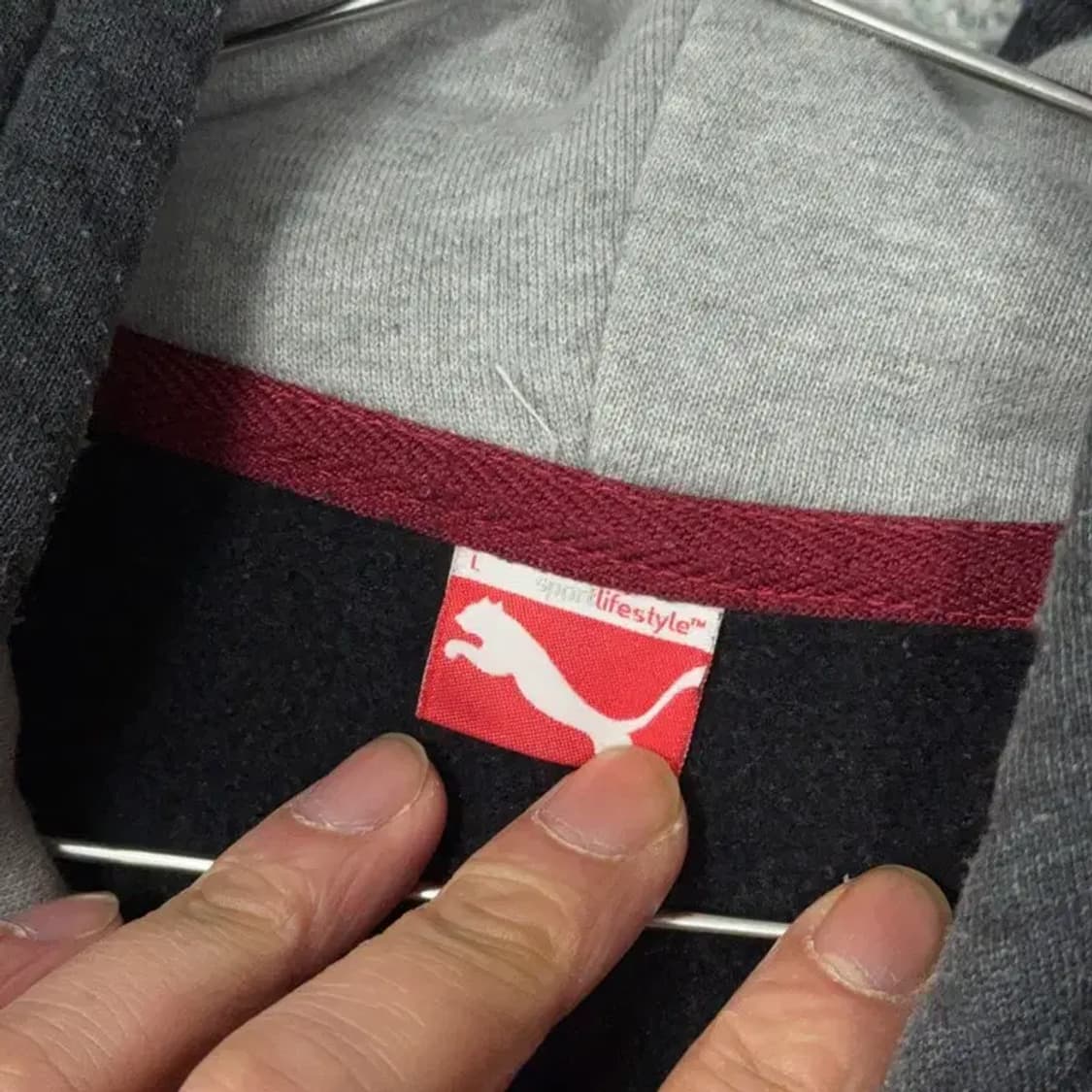 푸마 딥그레이 로고 후드티 L 상품이미지5