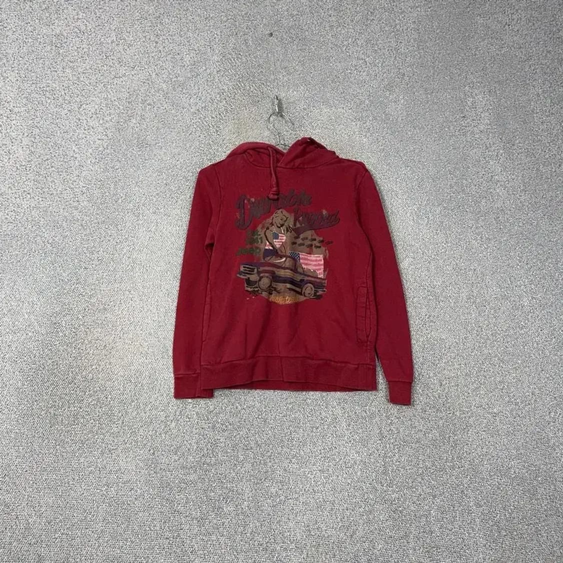 지프 프린팅 버건디 빈티지 후드티 S 상품이미지1